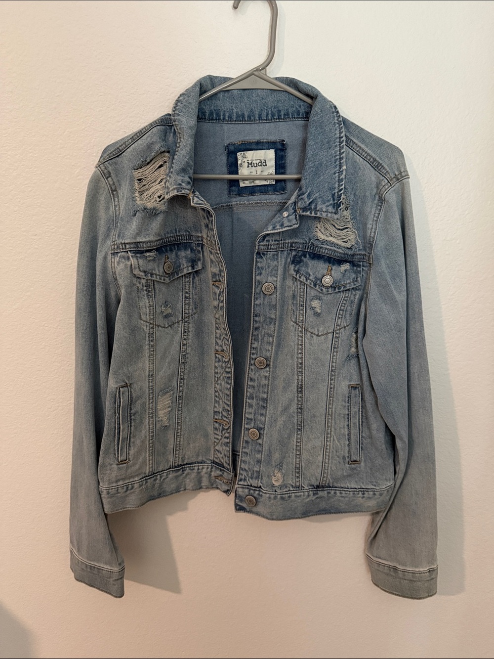 Mudd Light Wash Distressed Denim Jacket